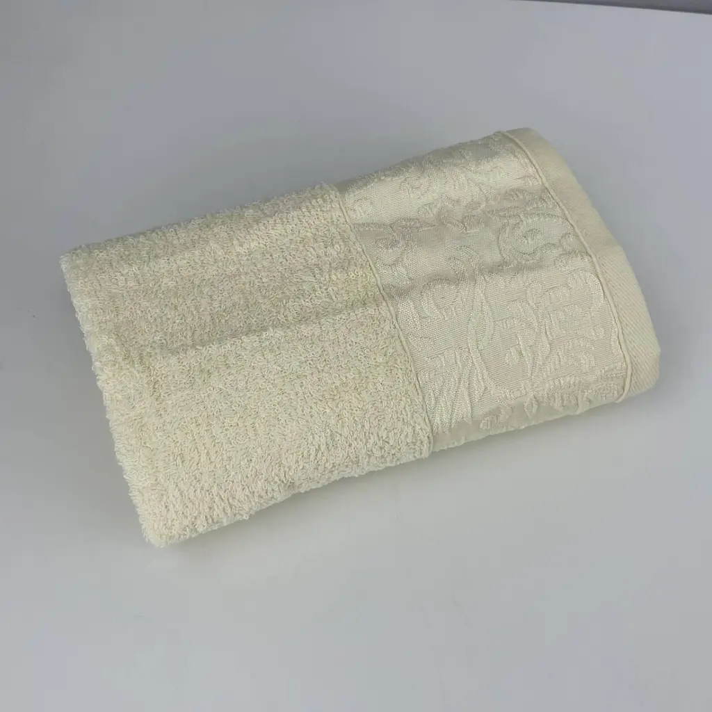 Рушник для обличчя махровий Febo Vip Cotton Botan Туреччина 6399 молочний 50х90 см - фото 4