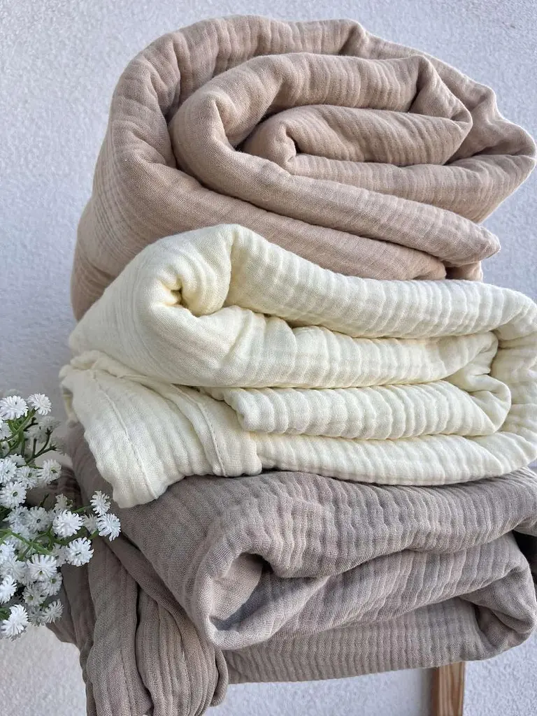 Покривало Zeintex Heaven муслінове бавовняне бежеве 230х240 см - фото 4