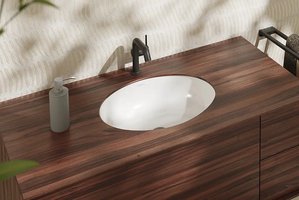Умивальник Hansgrohe Xuniva D під стільницю 450x350 з переливом SmartClean white 61048450 - фото 2