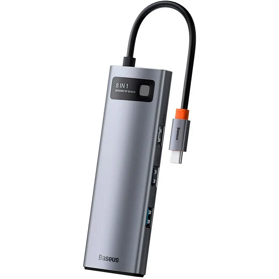 USB-хаб Baseus Metal Gleam Series 8-in-1 Multifunctional Type-C HUB Space Gray (CAHUB-CV0G) [77937] - фото 3