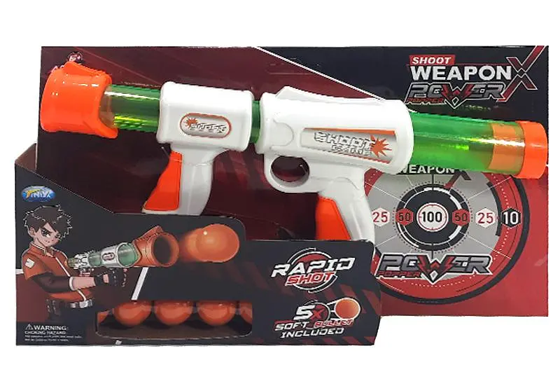 Іграшковий помповий бластер з м'якими кульками Yandi Rapid Shot в коробці 168A-2 р.38, 5х6, 5х23см - фото 2