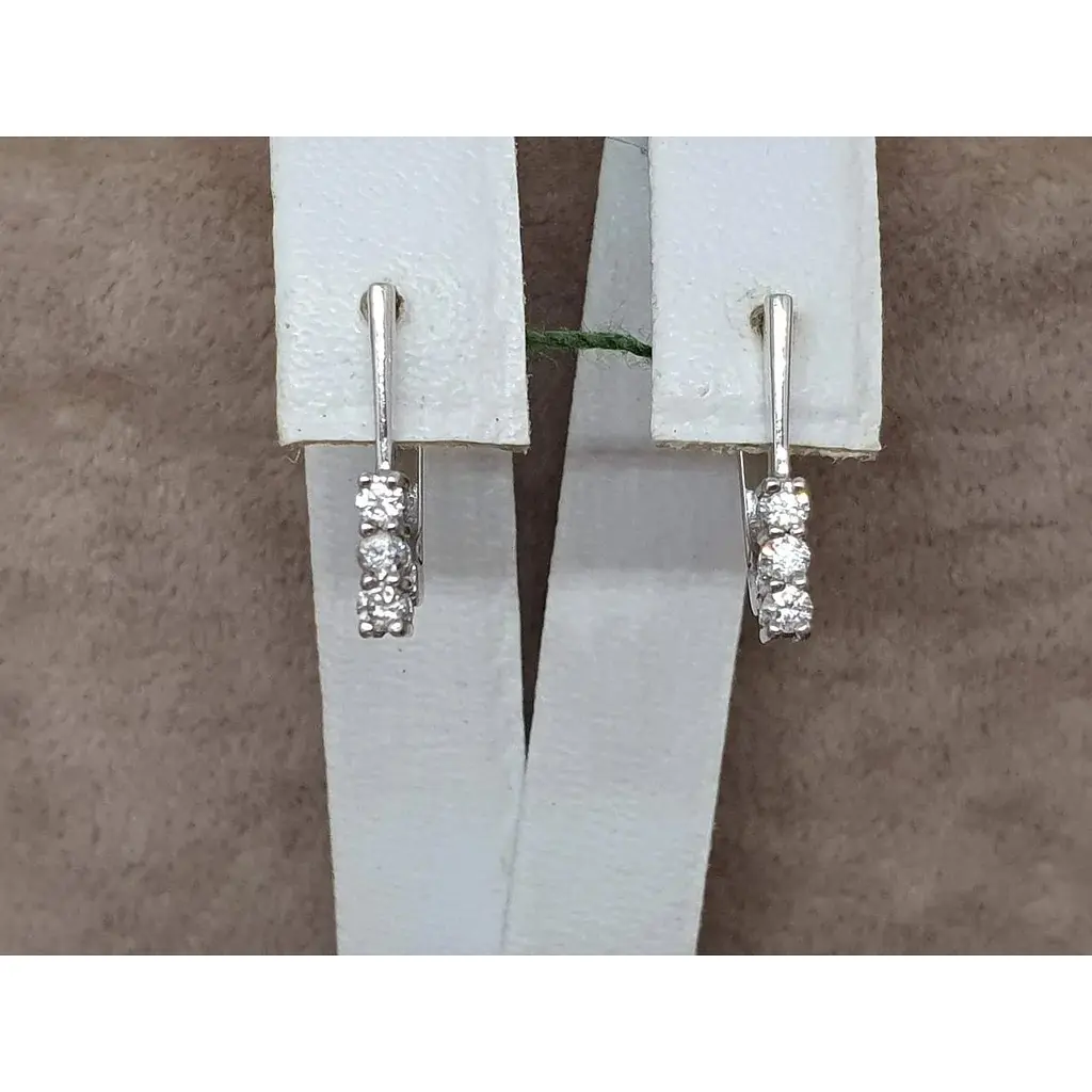 Золоті сережки ЮЗ "Багет" з діамантами. 2812/1 - фото 4