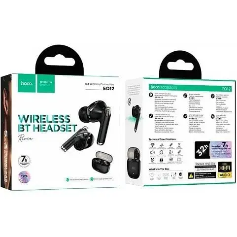 Наушники беспроводные Hoco EQ12 Rima TWS до 32 часов черные 6942007618748 - фото 3