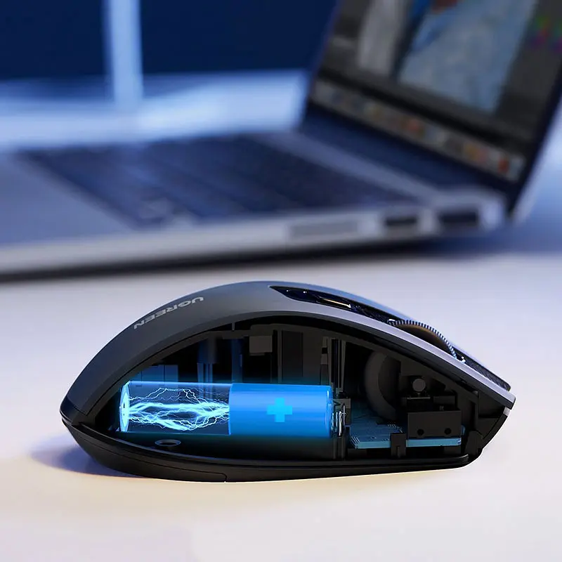 Мишка UGREEN 2.4GHz MU006, бездротова, Bluetooth, 4000dpi., 4кн.,Silence Design, Сіра - фото 4