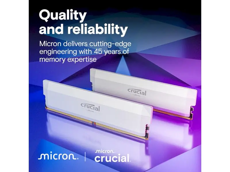 Пам'ять для настільних комп'ютерів Crucial 16 GB DDR5 6400 MHz Pro Overclocking White (CP16G64C32U5W) - фото 3