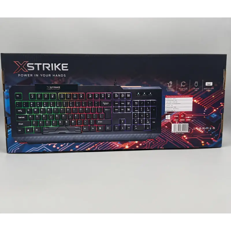 Повнорозмірна мембранна клавіатура провідна із виступом XSTRIKE X-1022 RGB USB із трьохмовною розкладкою UA/EN/RU та РГБ підсвічуванням та ніжками USB-A 105 клавіш Чорний - фото 9