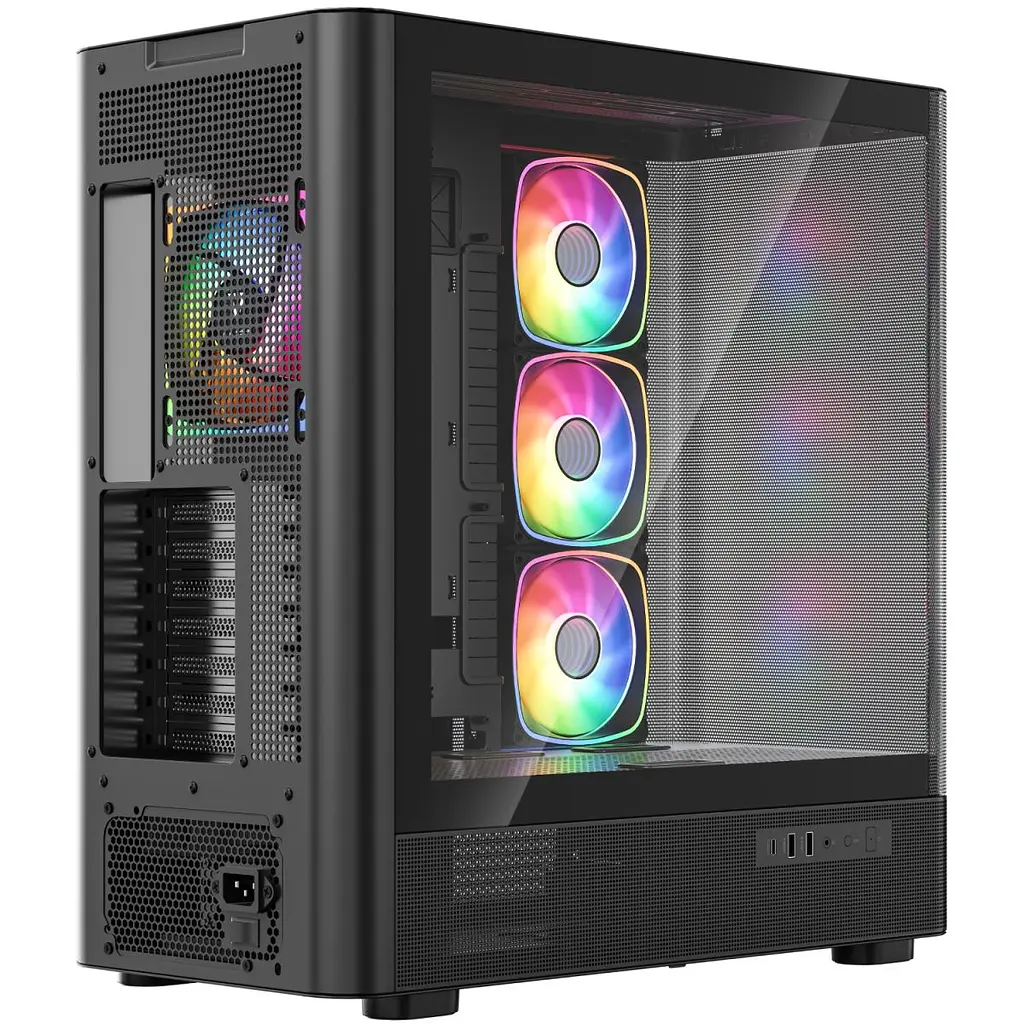 Корпус Modecom VOLCANO AQ500 ARGB MIDI FRONT LCD 6,2”, 4x120 мм fans BLACK без БЖ ATX (MC-A-AQ500-4FA-B) - фото 9