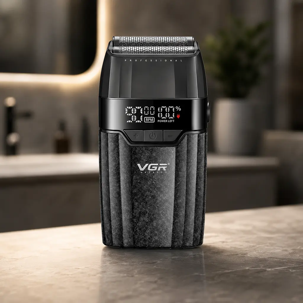 Бритва VGR V 640 S Black / Шейвер чоловічий професійний / Електробритва акумуляторна чорна