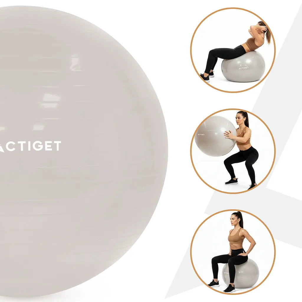 М'яч для фітнесу (фітбол) Actiget 65 см з насосом ACT0145 Biege - фото 4
