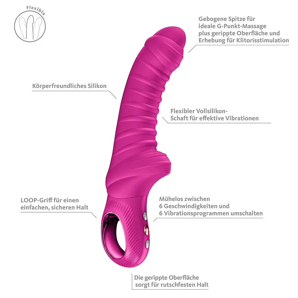 Вібратор для точки G Fun Factory TIGER Magenta, ребристий, підходить для анальної стимуляції - фото 2