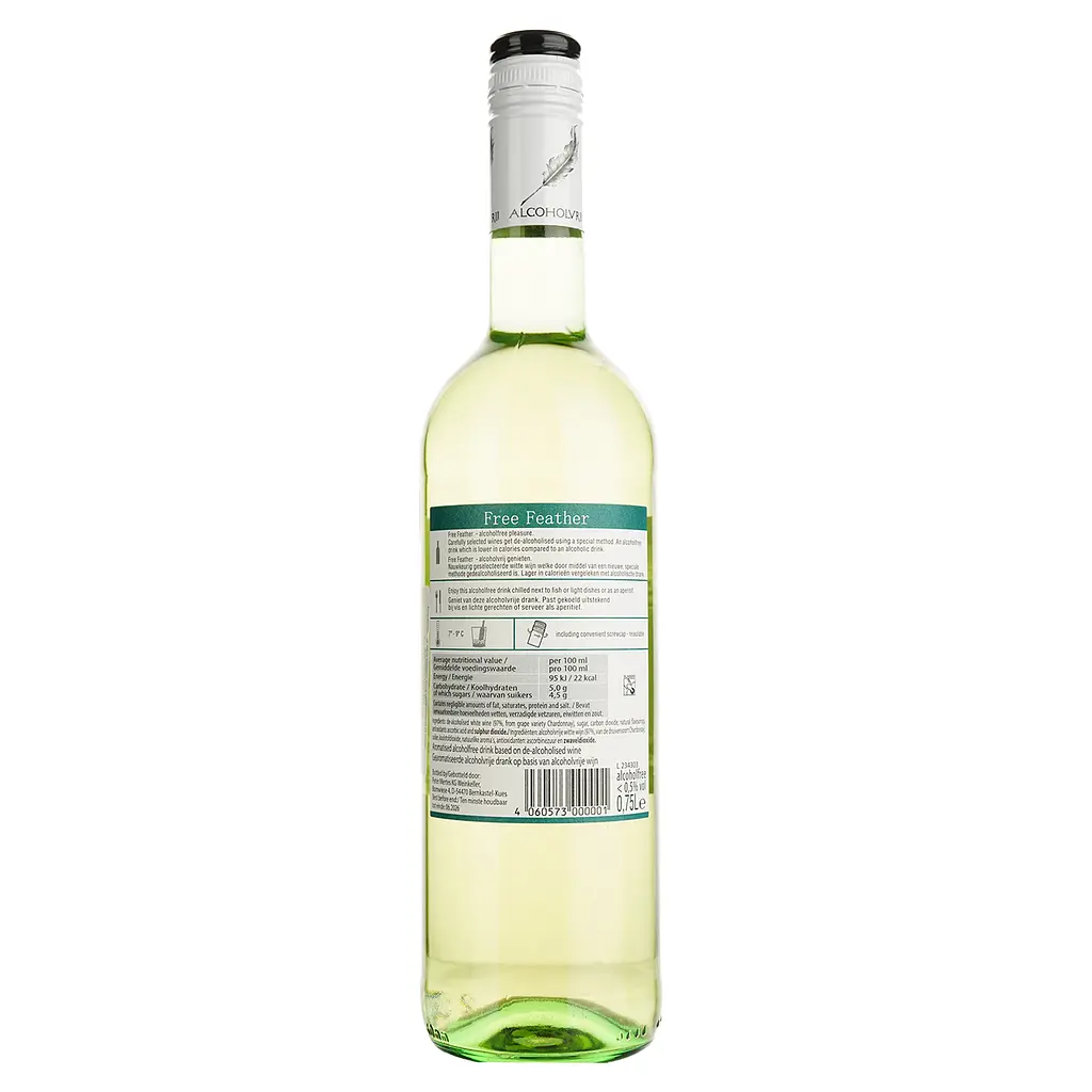 Вино безалкогольное Free Feather Alcoholfree Chardonnay белое полусладкое 0.75 л - фото 2