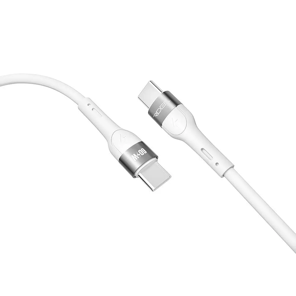 Кабель для зарядки USB Ridea RC-XS51 X-Silicone Type-C to Type-C 60W 20V/3A 1.2 м Белый - фото 4