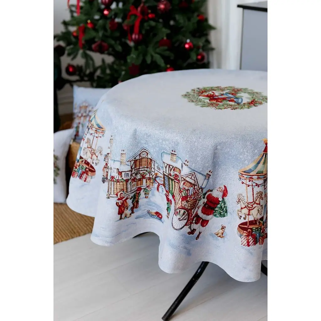 Скатертина гобеленова Прованс Carousel з люрексом 136 см (41791) - фото 4