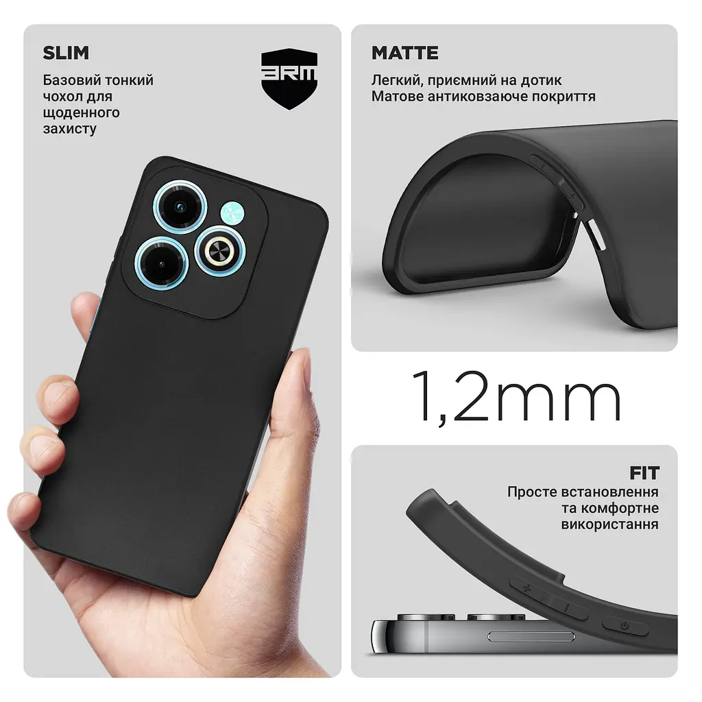 Чехол-накладка для смартфона Infinix Hot 40i, противоударный, силиконовый, термополиуретановый (TPU), с защитой камеры и корпуса, черный, защита всего корпуса, ArmorStandart (ARM73940) - фото 3