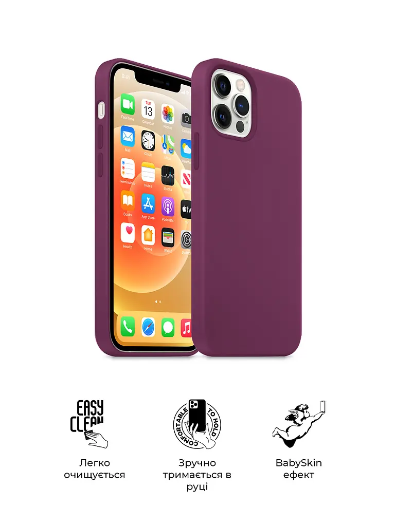 Силиконовый чехол для Apple iPhone 12 Pro Max, ICON2 Case, бордовый, противоударный, панель, защита всего корпуса, матовая поверхность Soft Touch, выступает над дисплеем, совместим с защитными стеклами и пленками, с микрофиброй, ArmorStandart (ARM60575) - фото 3