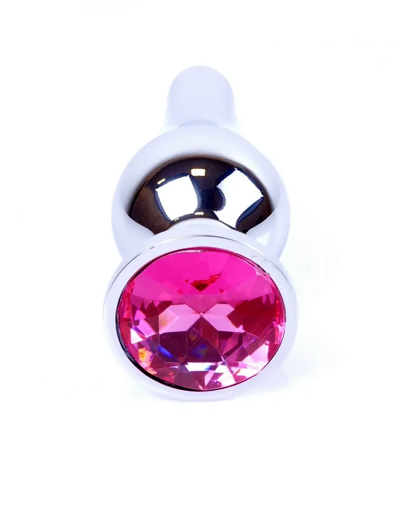 Анальна пробка із кристалом B-Series Jewellery Silver Butt Plug Pink, 9,3х3 см, сріблястий - фото 2