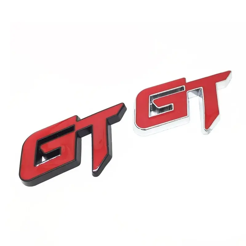 Емблема напис GT 63х38мм Червона+Хром метал (на скотчі) - фото 3