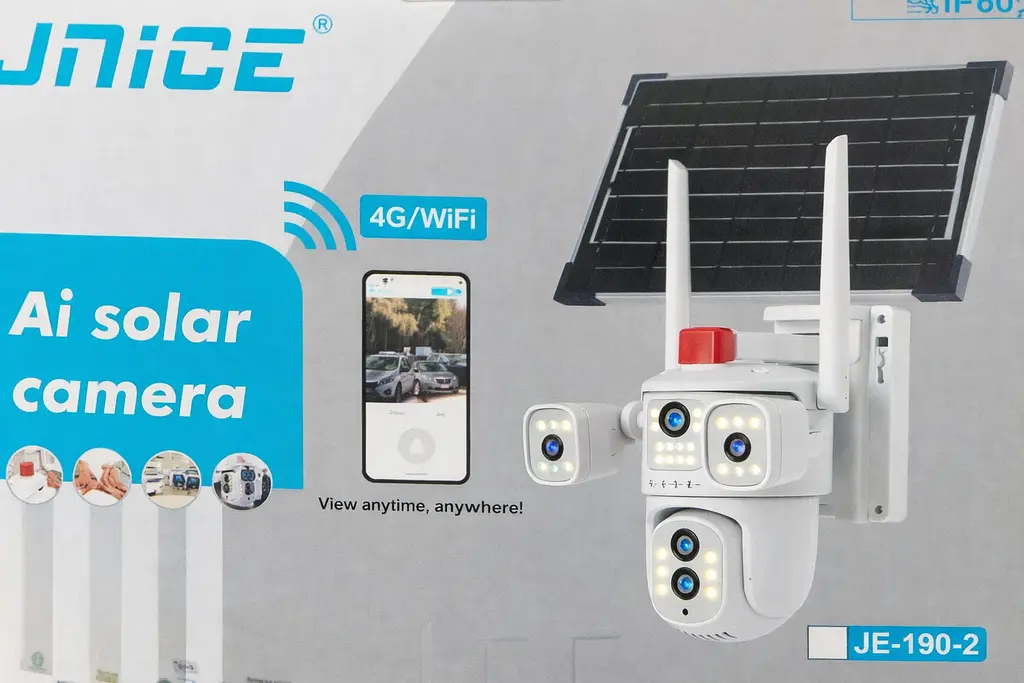 Відеокамера 4G IP66 4G 12 Мп (JE-190-2) 4 екранні 360-градусні камери IP-камера чотири об'єктиви Біла - фото 2