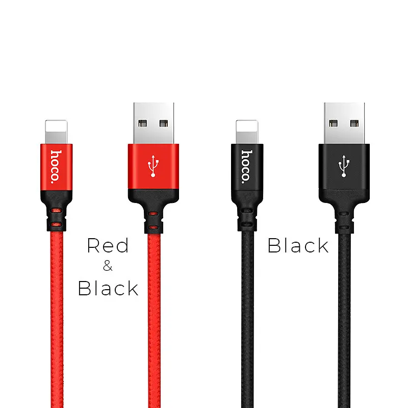 Кабель HOCO X14 USB to iP 2A, 2m, nylon, алюмінієві connectors, Чорний - фото 3