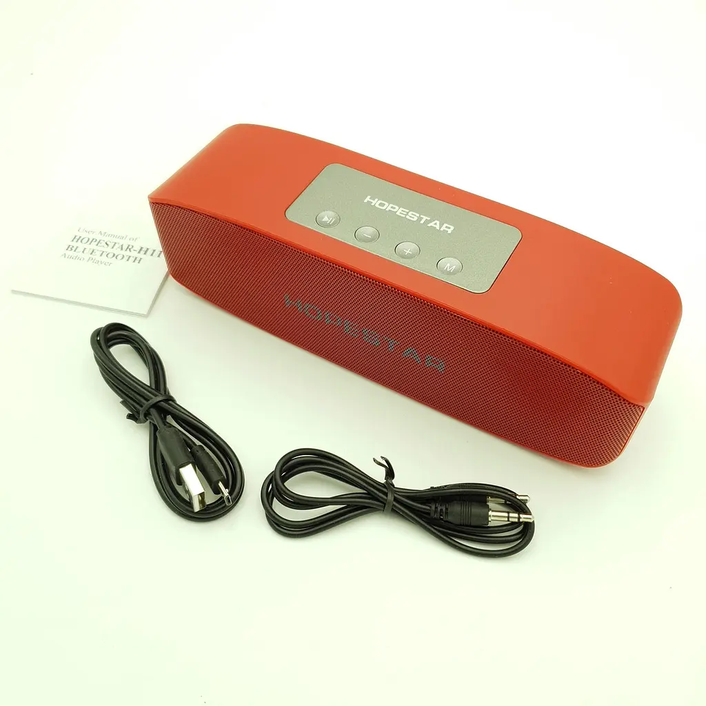 Бездротова акумуляторна колонка Bluetooth акустика FM MP3 AUX USB Hopestar H11 червоний - фото 4