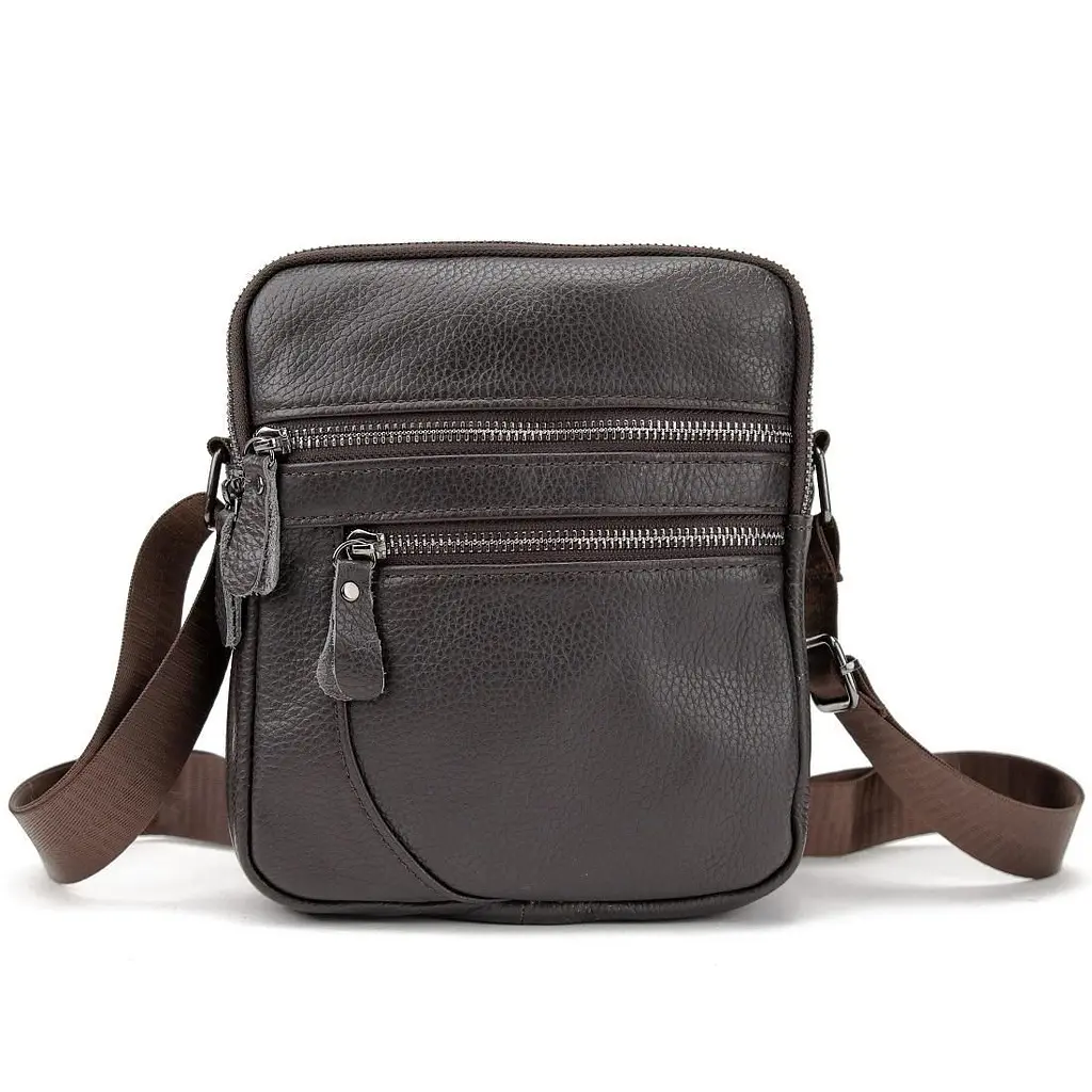 Чоловіча шкіряна сумка через плече Tiding Bag M56-3646-1C коричнева - фото 3
