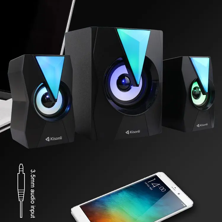 Компьютерные колонки 2.1 Kisonli TM4000U, Bluetooth, AUX, 5W+2x3W - фото 4