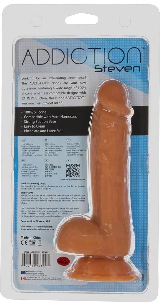 Фаллоимитатор Addiction Steven 7.5 Silicone Dong, 19 см + вибропуля в подарок - фото 8