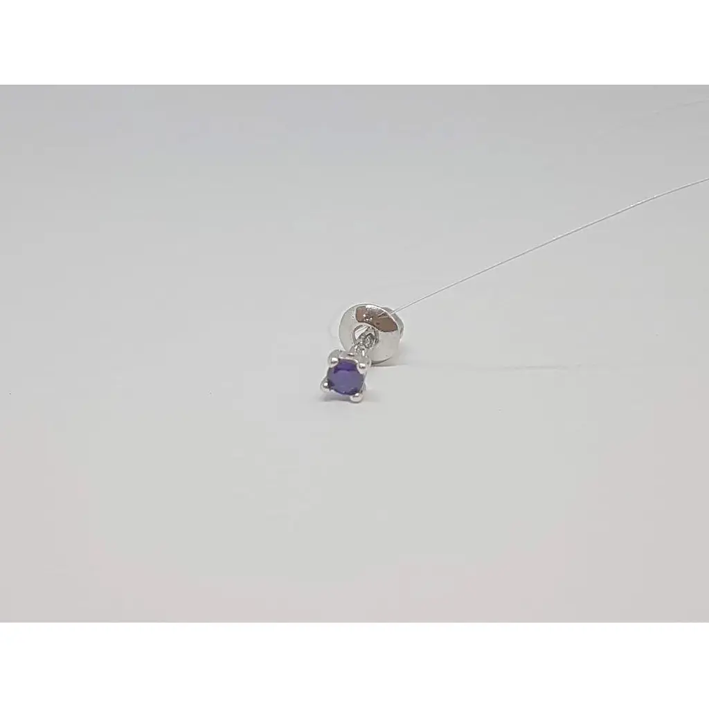 Серебряная моносерьга пуссета Dear с фианитом. 3003.2С Синий (темный) - фото 2