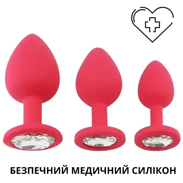 Анальна пробка I’MCUM Crystal Harmony Розмір M 8x3.5 см Силіконова Червона (IM-KGS201_M_red) - фото 4