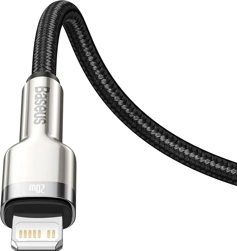 Кабель Baseus Cafule Metal USB-C to Lightning PD 20W 0.25m Black (CATLJK-01) [78966] - фото 4