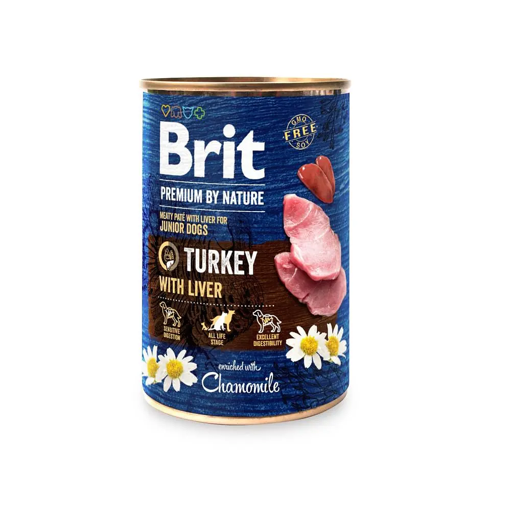 Вологий корм Brit Premium by Nature Брит для собак, індичатина з печінкою, 400 г (арт.100408/538553)