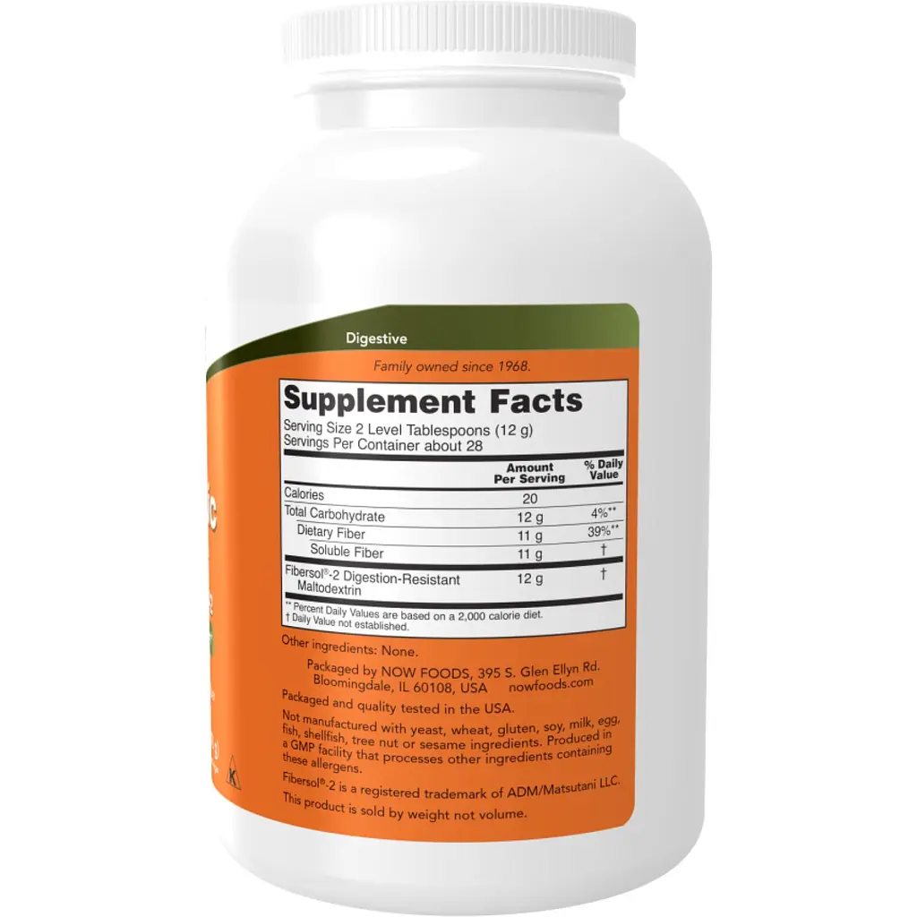 Пищевые волокна с пребиотиками Now Foods Prebiotic Fiber with Fibersol-2 Powder 340 г - фото 2
