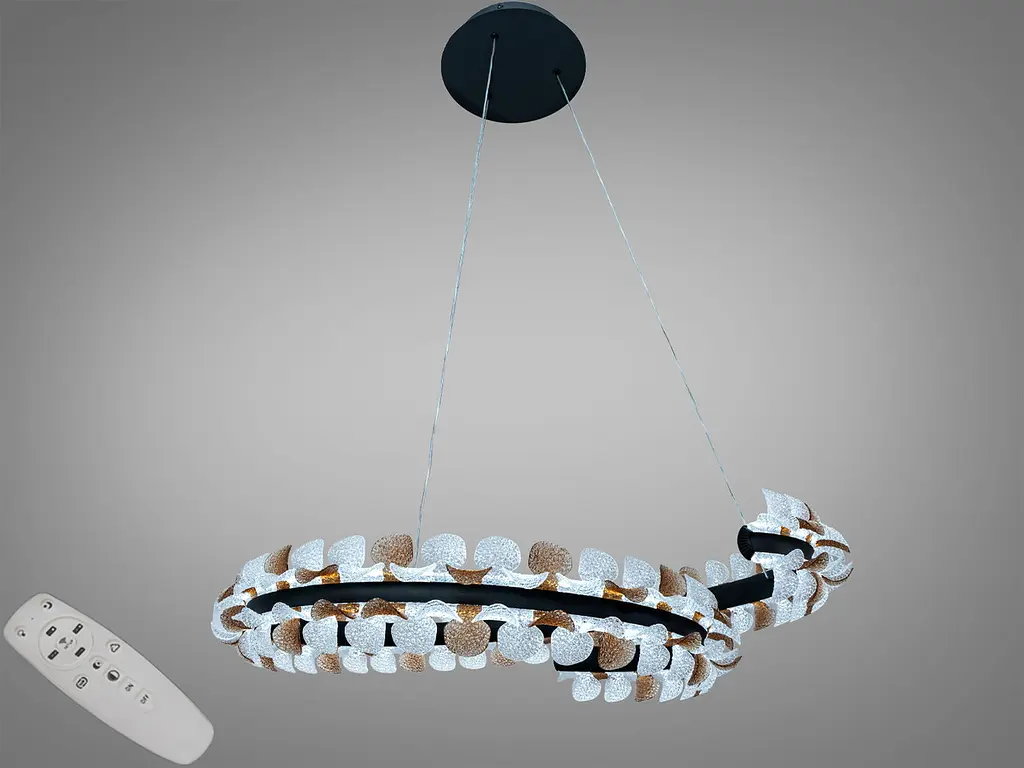 Сучасна підвісна LED люстра Diasha MD2511/800BK чорна з декоративною підсвіткою 80 см - фото 2