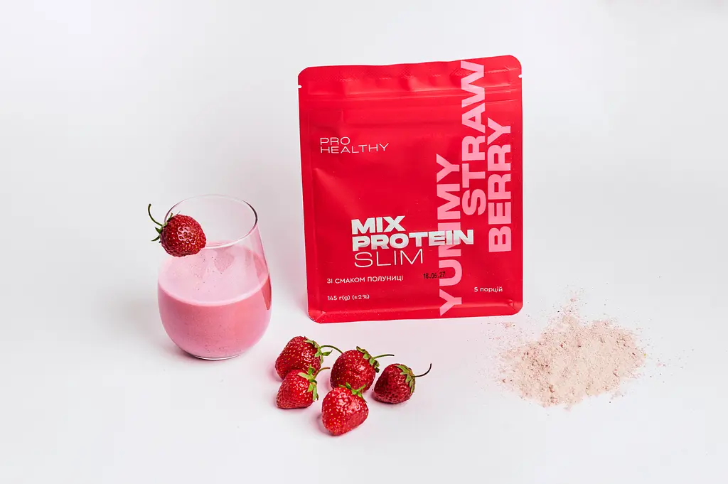 Низькокалорійний поживний коктейль Mix Protein slim Yummу Strawberry 145 г Choice - фото 2