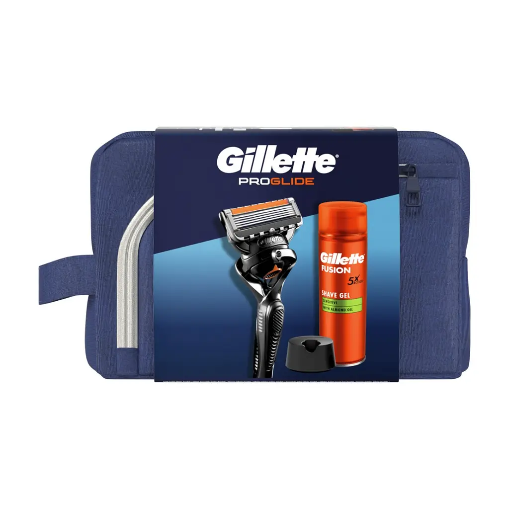 Набір косметики Gillette Бритва ProGlide з 1 змінним лезом + Гель для гоління Fusion5 200 мл + Підставка + Косметичка (8700216534420) - фото 2
