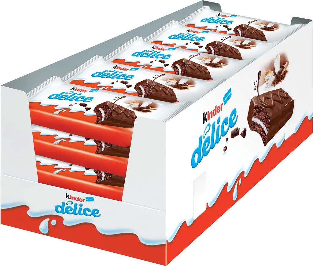Упаковка бісквітів Kinder Delice з молочною начинкою 39 г х 20 шт