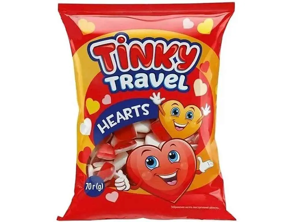 Цукерка желейна TINKY TRAVEL 70г "HEARTS"