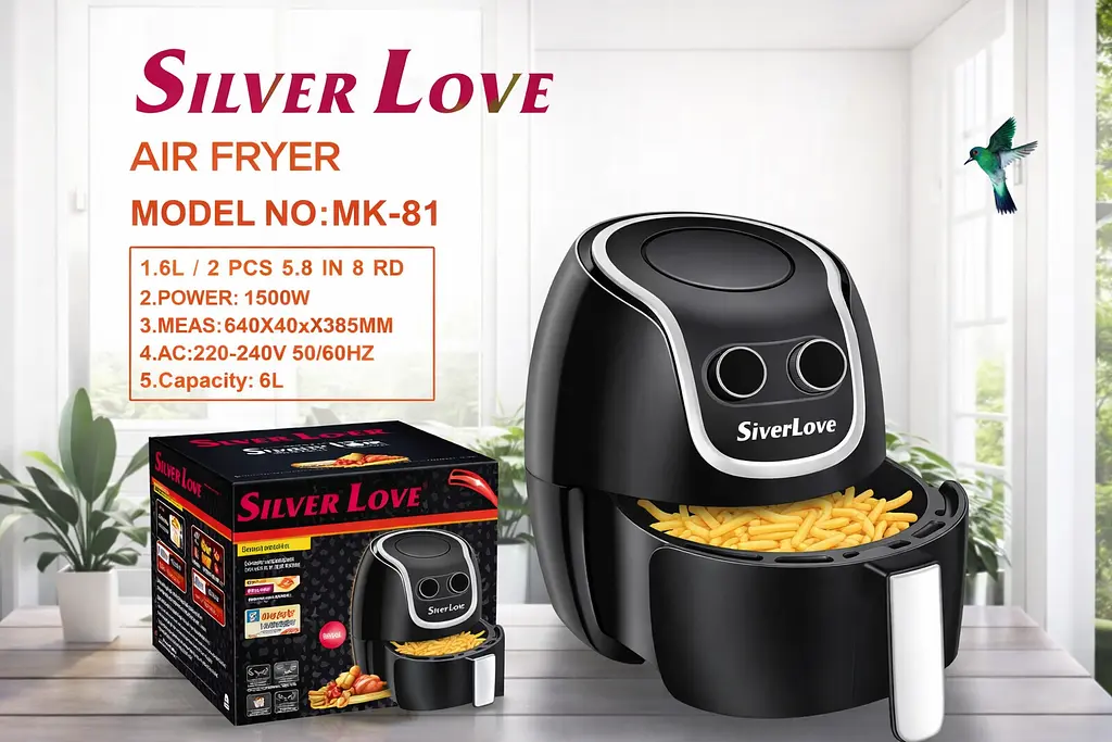 Повітряна фритюрниця із кнопками Silver love MK-81 1500 W, на 8 літрів - фото 2