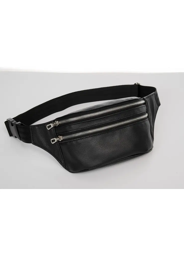 Поясна сумка бананка шкіряна Sambag Tirso BTS чорний 30.5 х 14 см (81333001) - фото 3