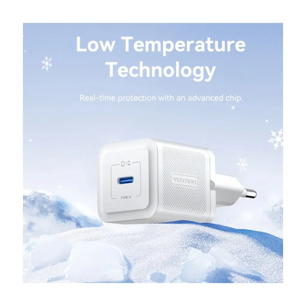 Зарядний пристрій Vention 1xUSB-C PD20W GaN + cable USB-C to USB-C white (TZ-FEPW0-EU-01) - фото 10