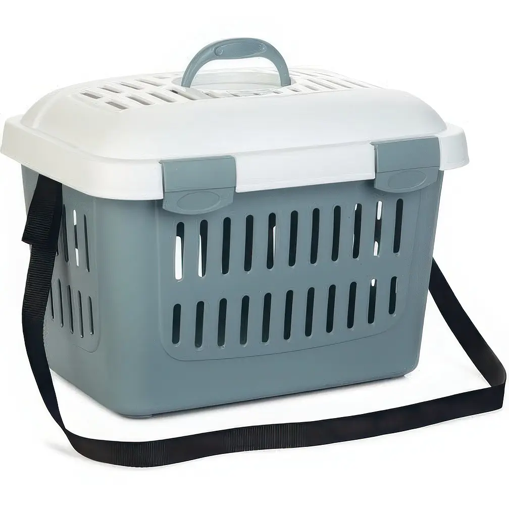 Переноска для тварин Stefanplast Midi Gulliver до 5 кг біла з синім (96176) - фото 3