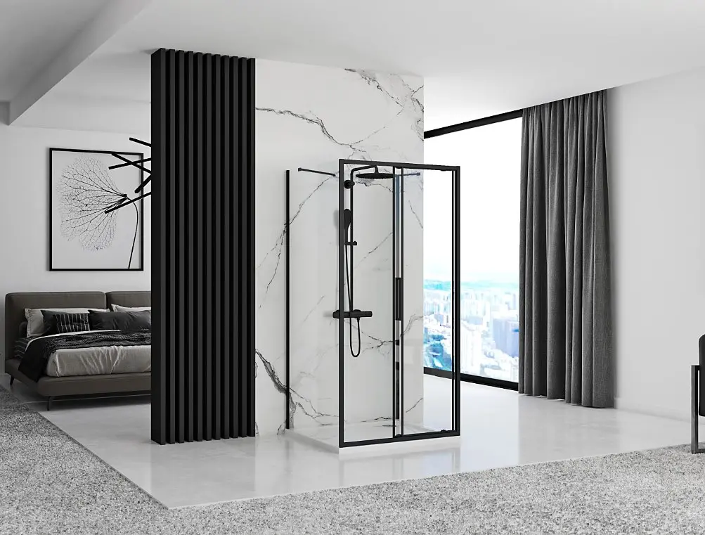 Душова кабіна Rea Rapid Slide 140x100 black пристінна REA-KPL-09888, Чорний матовий, Універсальна, прозрачний, Чорний матовий - фото 4
