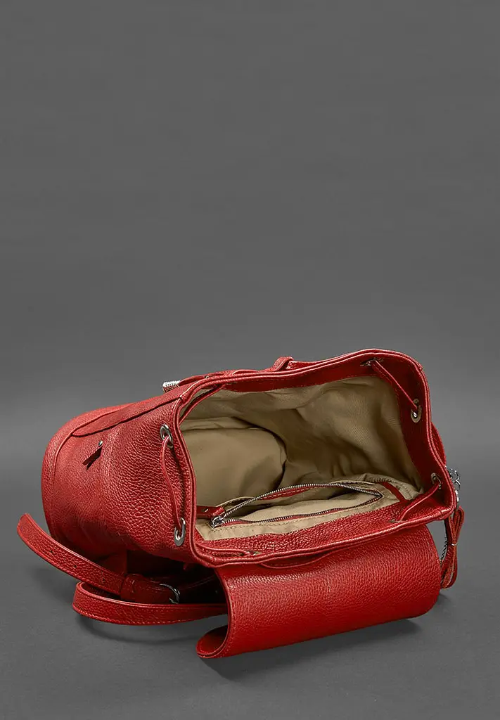 Шкіряний жіночий рюкзак Олсен червоний - фото 6
