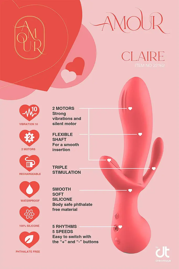 Вібратор Dreamtoys Amour Clair 22 см рожевий - фото 4