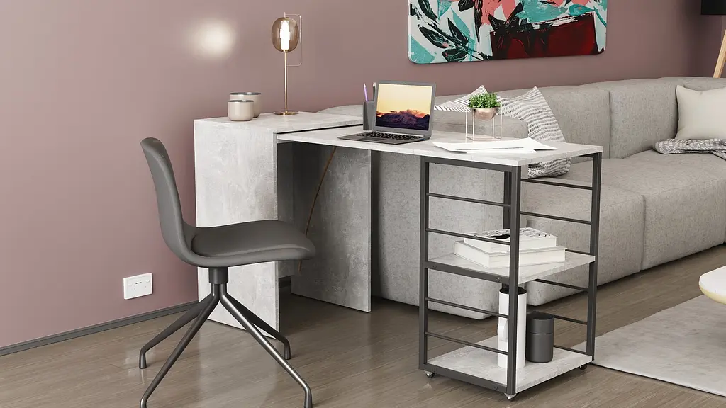 Стіл-тумба трансформер Смарт 2/2 Ferrum-decor 750x1450x600 Чорний метал ДСП Бетон 16 мм (FRD-105108) - фото 10