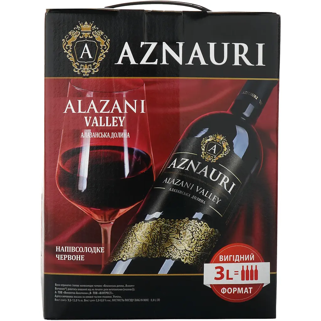 Вино AZNAURI Alazani Valley чер н/сол 3 л - фото 3