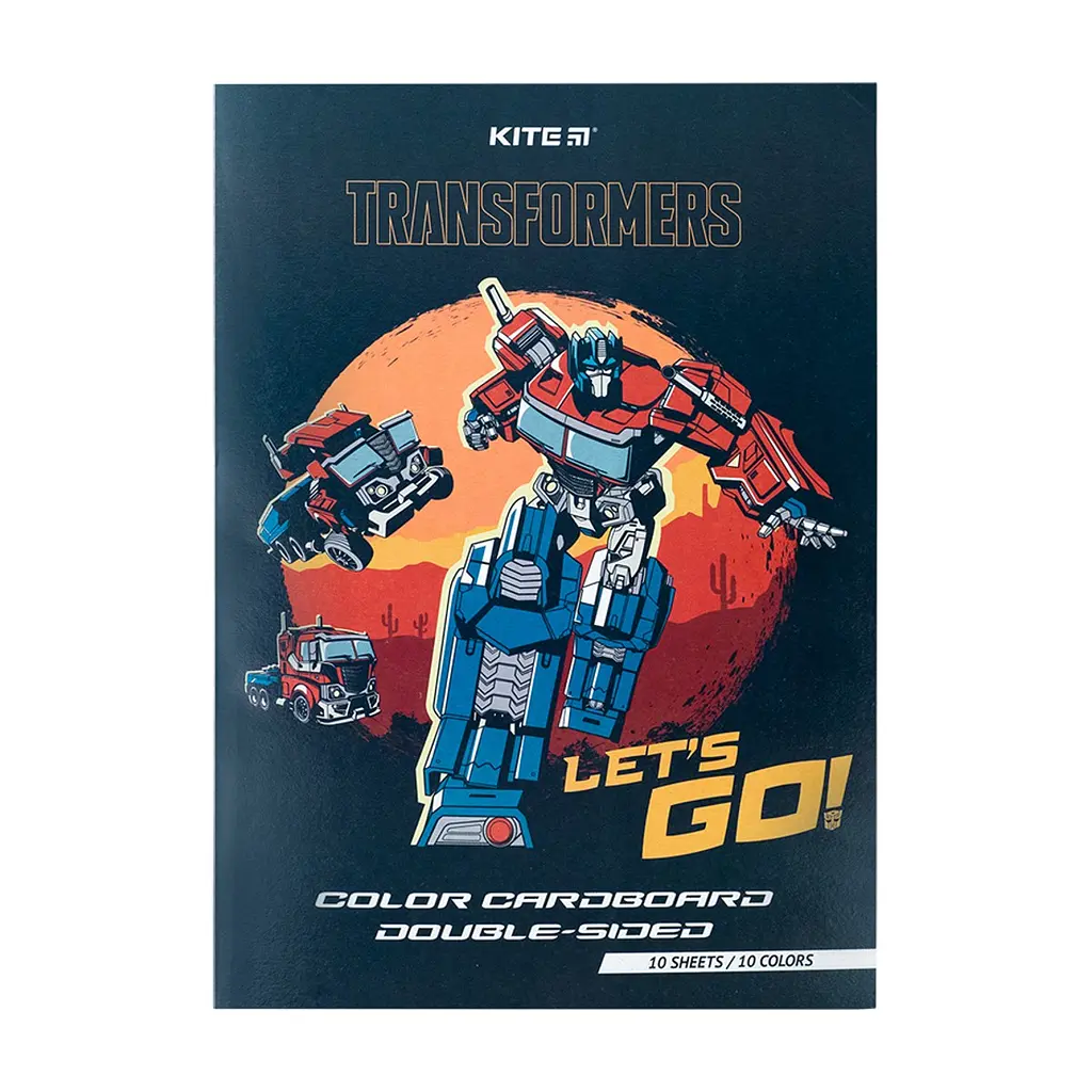 Кольоровий картон Kite А4 двосторонній Transformers 10 аркушів (TF24-255)