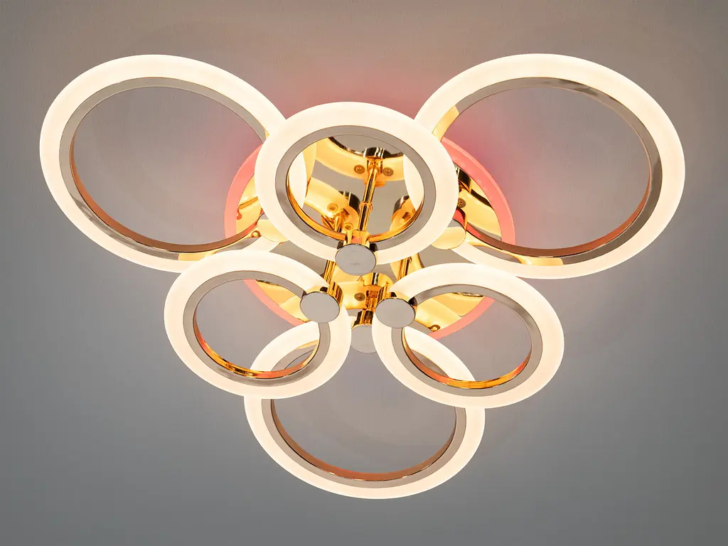 Люстра стельова LED Diasha AD8022/3+3G, 110W, 3200K-6500K, чорний метал, хай-тек, сучасний стиль, з пультом та диммером - фото 2