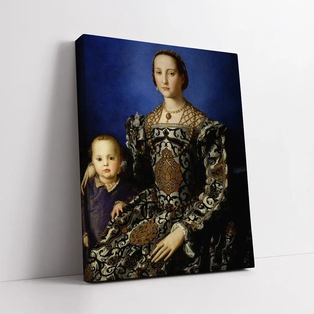 Інтер'єрна картина Портрет Елеонори Толедської, Бронзіно, Bronzino, Portrait of Eleonora di Toledo, інтер'єрний декор, 75×60 см (id6964) - фото 2