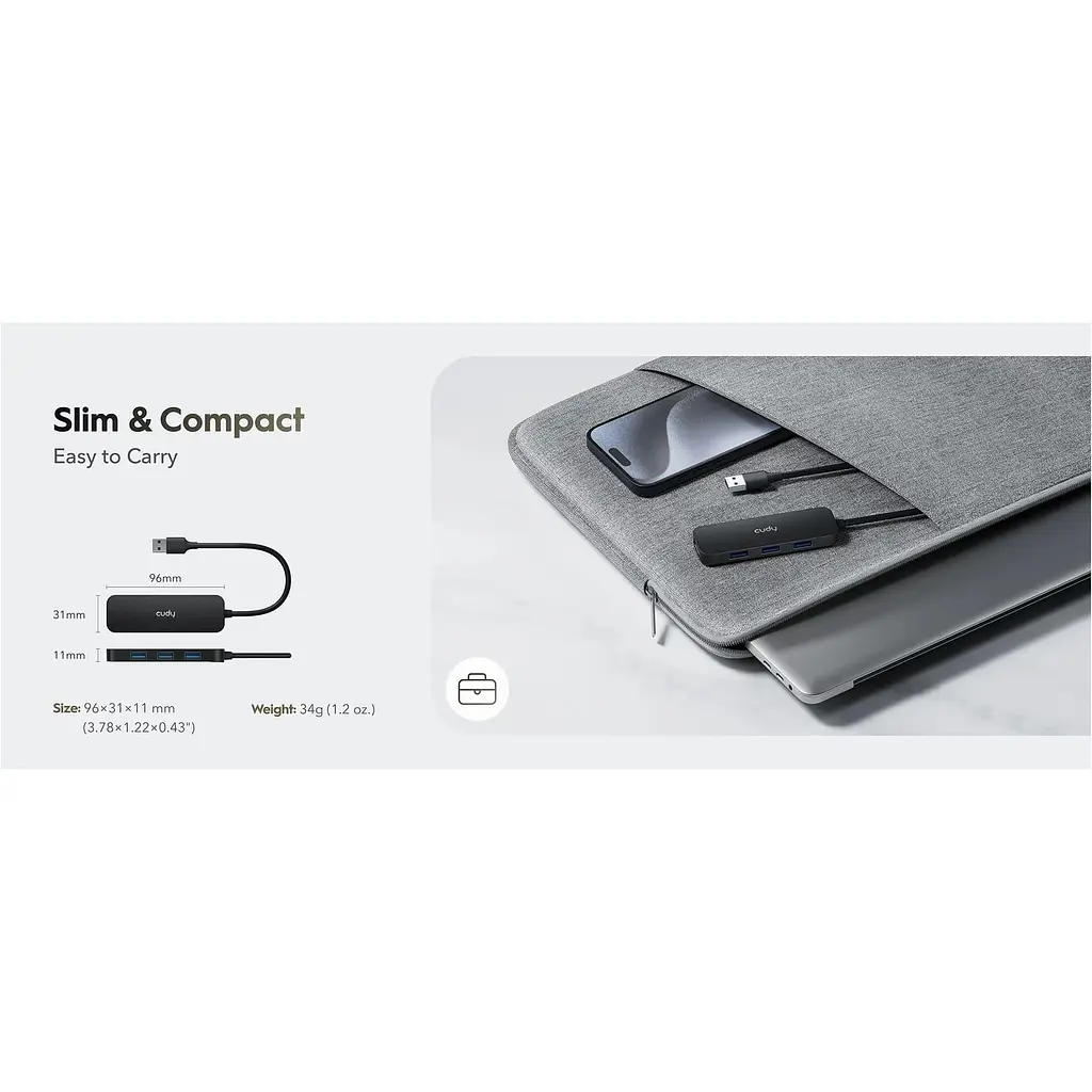 USB-Хаб Cudy USB 3.0 Type-A - 4хUSB 3.0 Black (UH40A) - фото 3